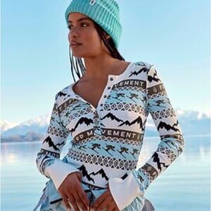 FP Movement by Free People Blue and White Long Sleeve Tee